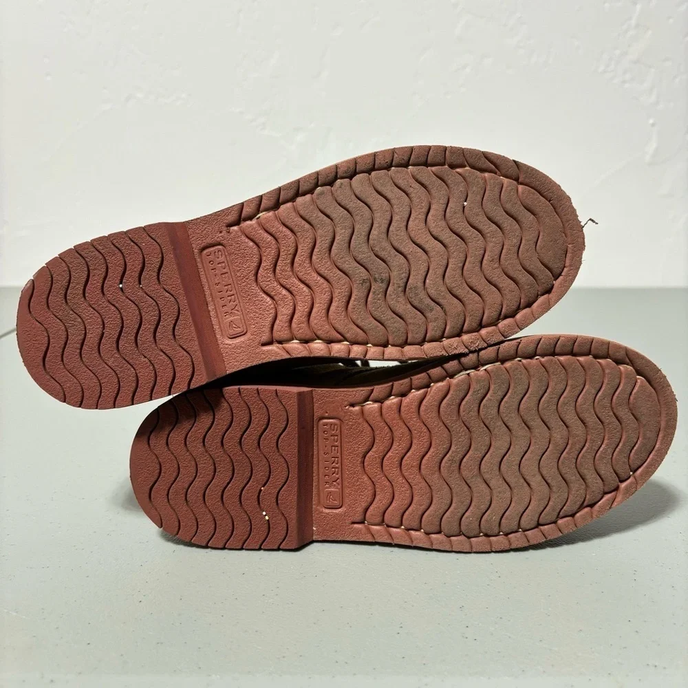 Sperry Top Sider Tevin Boys 2.5M Suede Leather Upper Brown Neutral Oxford Lace